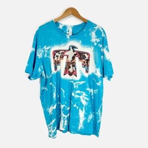 Canvas Women's Tie Dye Graphic Tee Shirt Native Blue Cotton/ Poly Plus Size 3XL